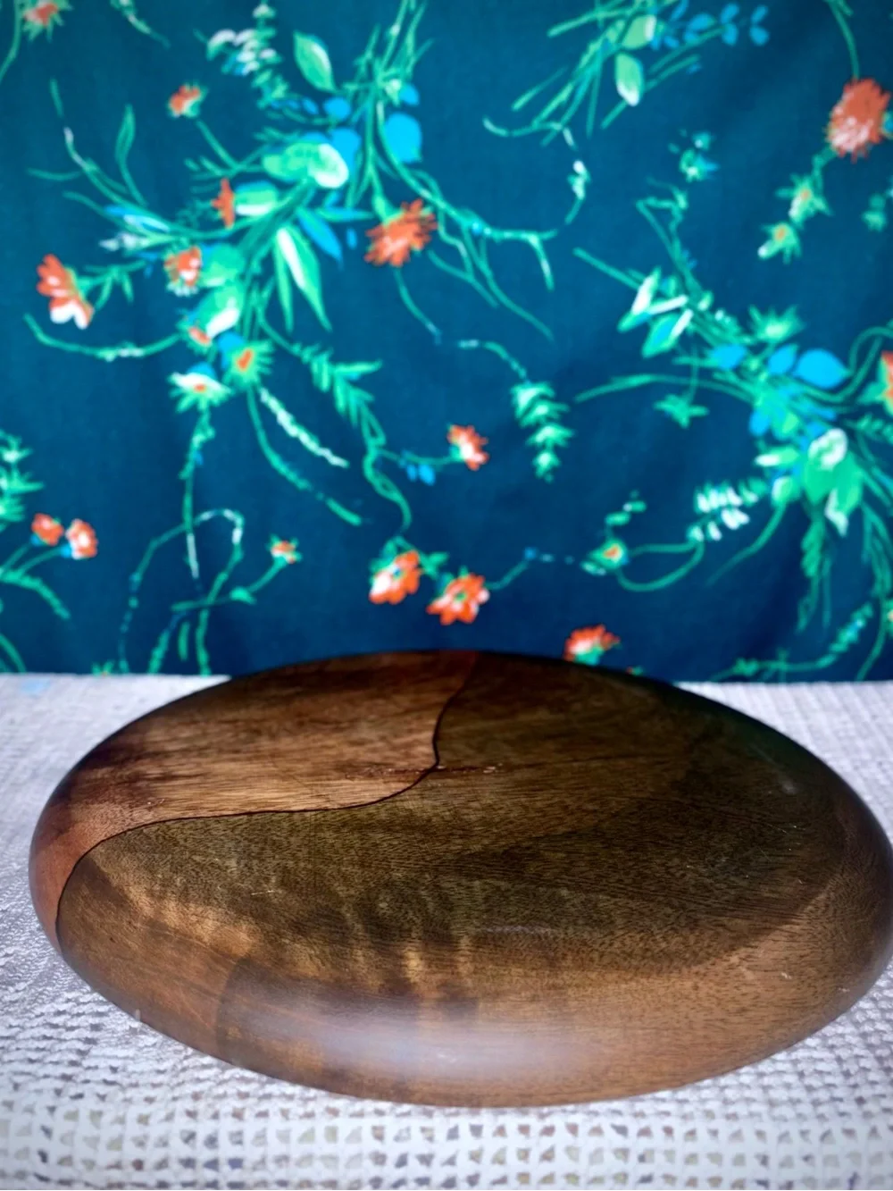 Vtg 1970s Hand-Turned, Grafted Hawaiian Mango Wood 12” Serving Plate
